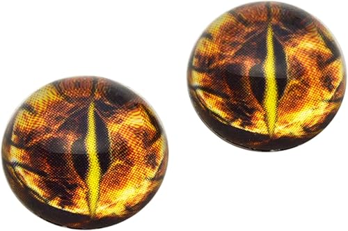 Juego de 2 esculturas de dragón fractal amarillo de media esfera, ojos de cristal, fantasía, taxidermia, arte de muñecas, escultura o joyería