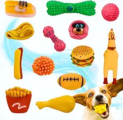 Kit 6 Brinquedos Mordedor Para Filhote De Cachorro Pet Sortido - Bolinhas, Animais, Galinha, Ossinho - Brinquedos Interativos (6)