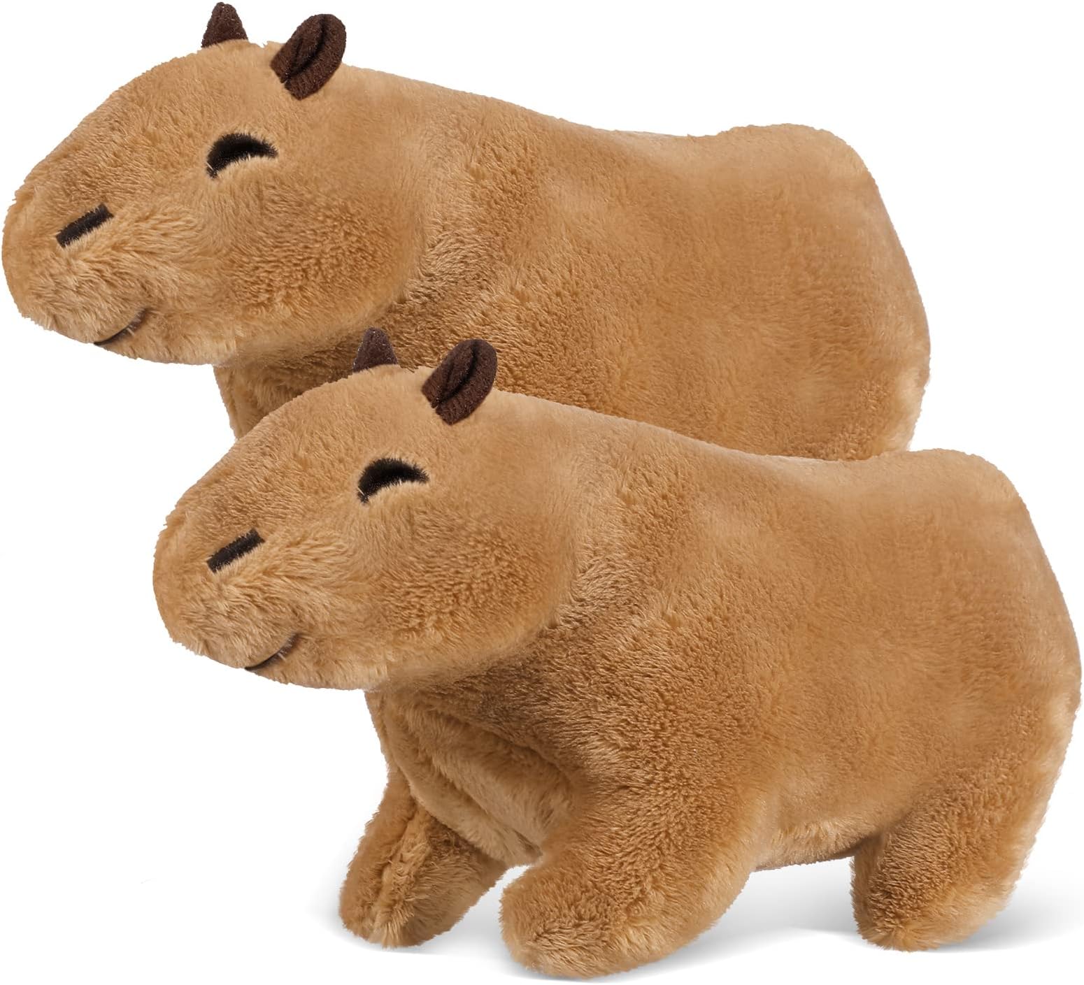 2 Pcs Cute Capybara Stuffed Animal Rodent Plush Toy for Boys Girls Soft Brown Capybara Toy Animal Doll Vacuum Packaging Cartoon Plush Figure Toy for Adults Capybara Lovers Gifts(7.87 Inch)