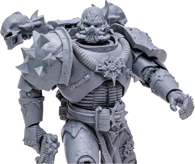 McFarlane Toys, Warhammer 40000 Chaos Space Marine Action Figure with 22 Moving Parts, Unpainted Collectible Warhammer Figure with collectors stand base, Customise Your Figure  Ages 12+