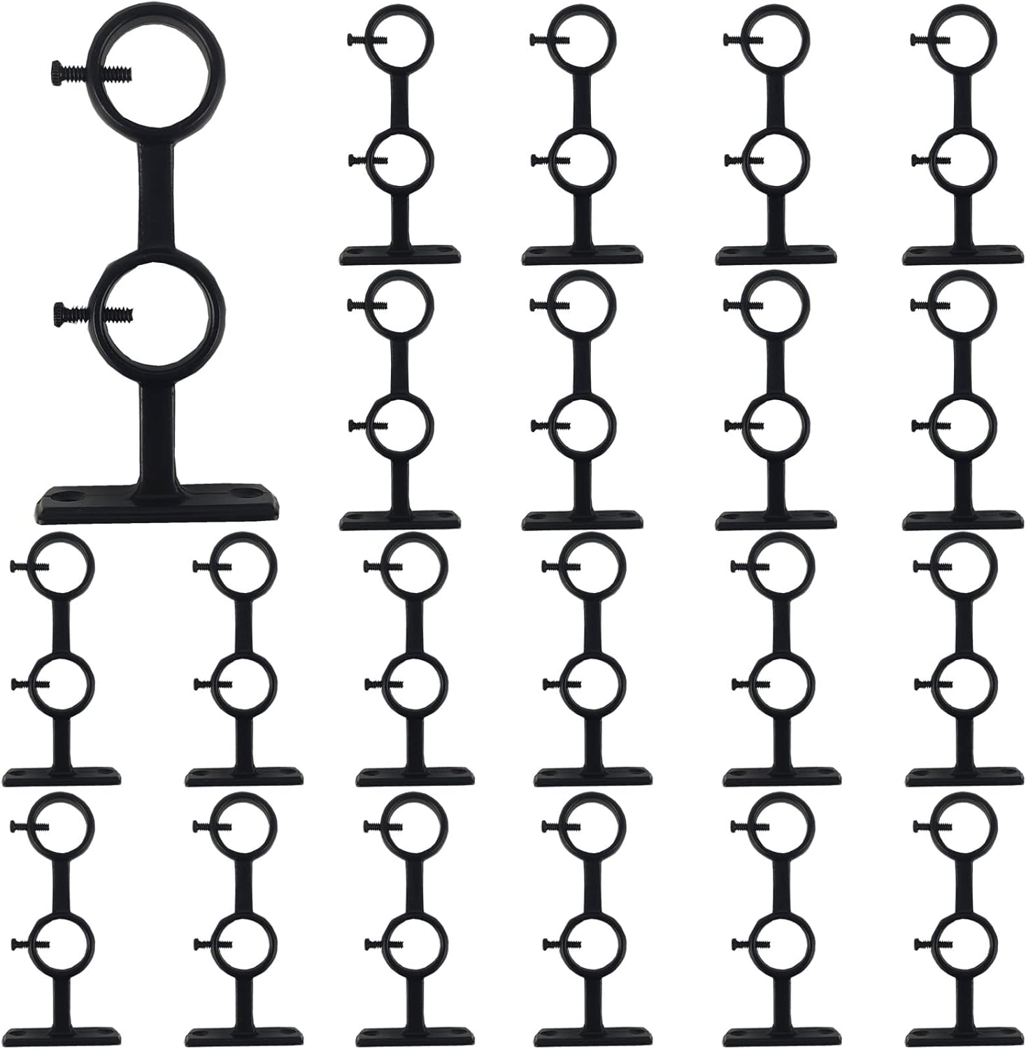 Double Curtain Rod Brackets, 21Pcs Curtain Rod Brackets with Screws package for Living Room Bedroom Curtain rods, Drapery Rods,Black