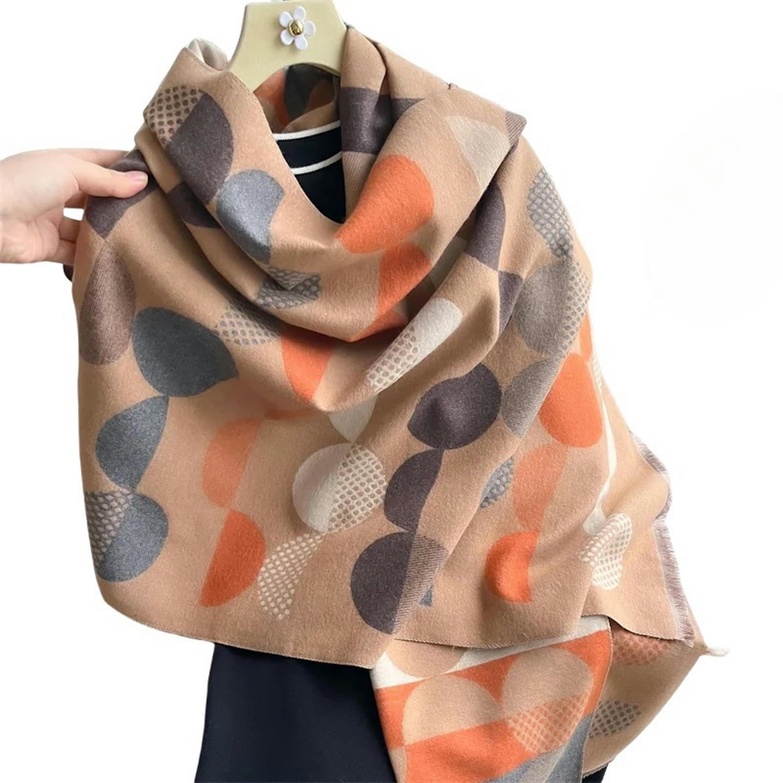 Bufanda de Mujer Estilos geométricos de Moda Bufanda de Invierno para Mujer Bufanda Gruesa de Cachemira Chal cálido para Mujer Pañuelo Hijab para el Cuello