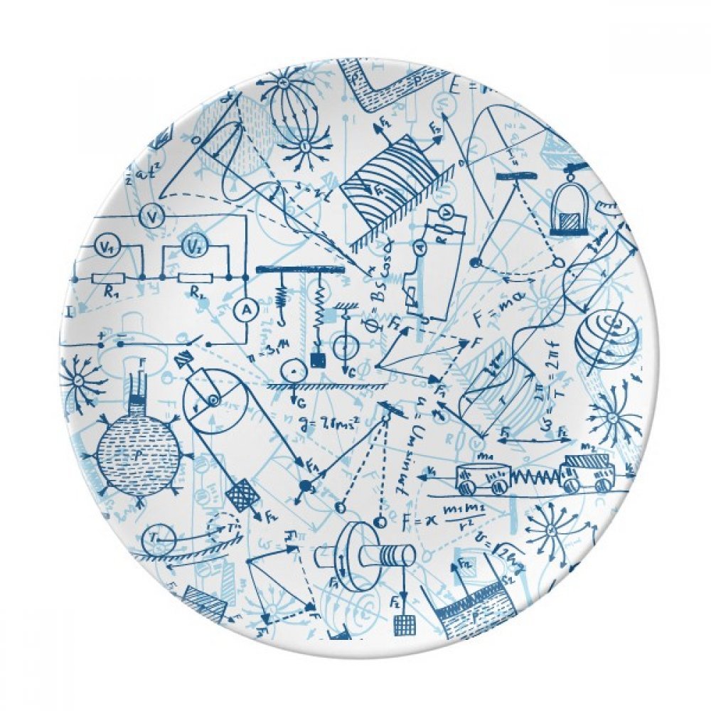 Assiette à dessert en porcelaine bleue motif physique 20 cm décorative