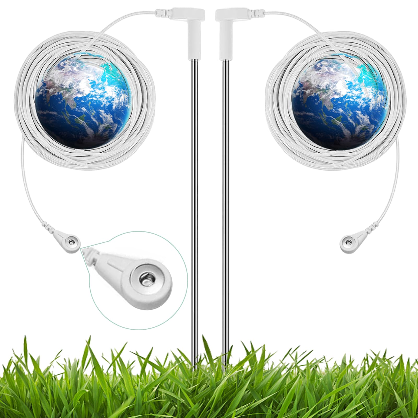 Grounding Rod with 65 ft Ground Wire for Grounded Earthing Products Mats Pads Sheets Wrist Bands Blankets Pillow Case Stay Grounded Indoors by Stainless Steel Rod Great for Travel (grounding Rod * 2)