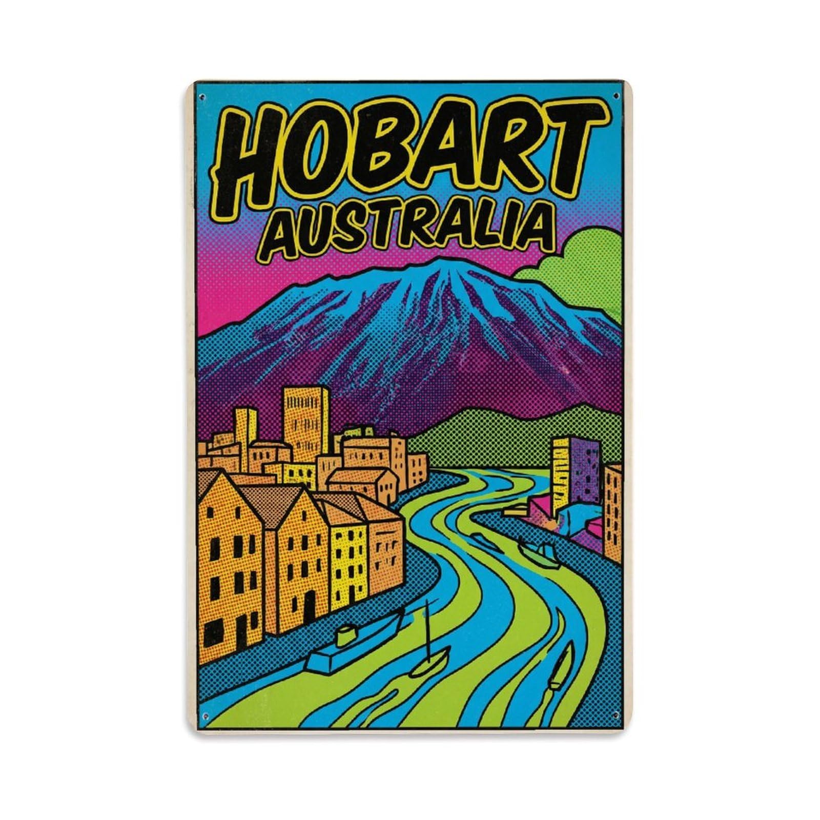 Gead 8X12inch Style Travel Australia Hobart Retro Metal Tin Sign