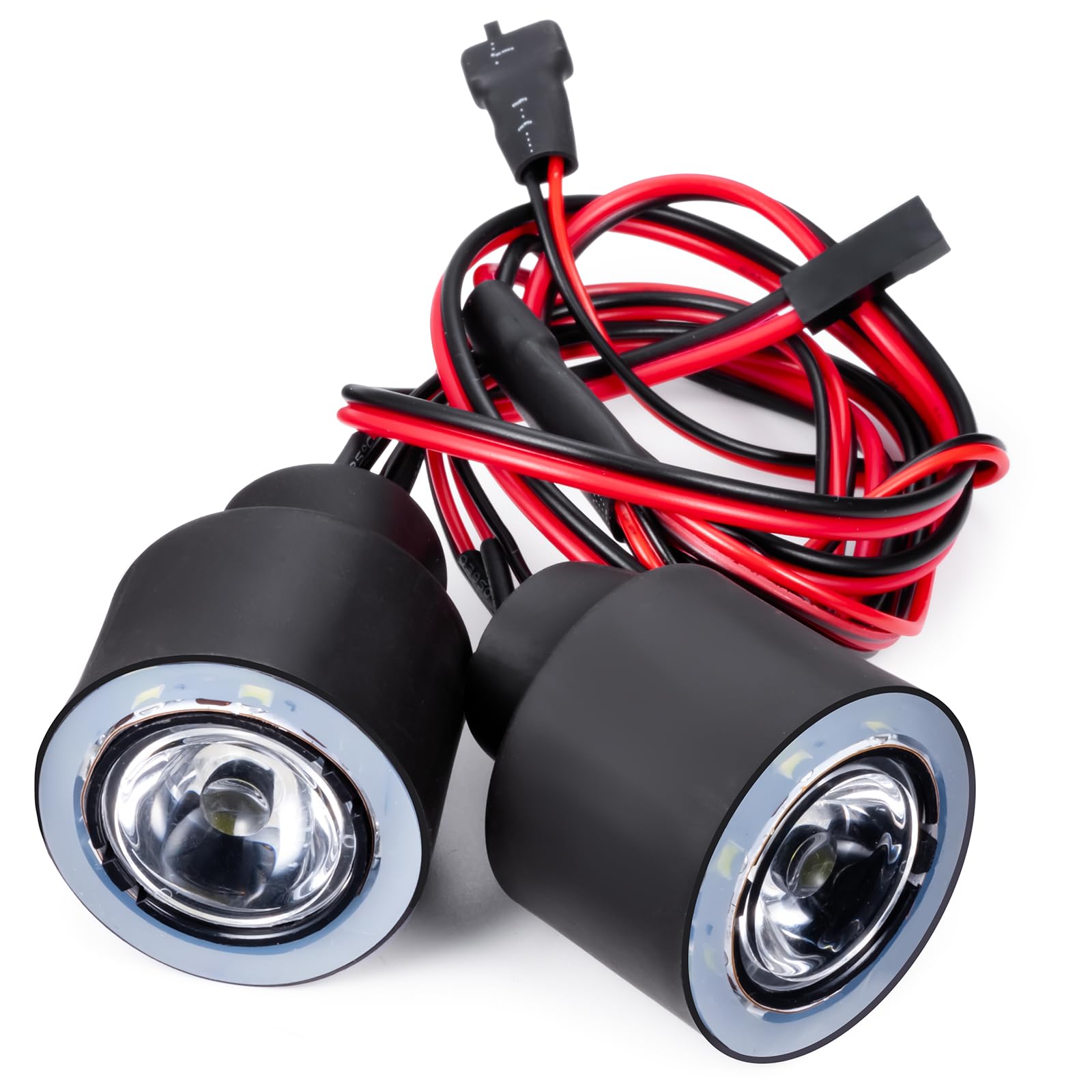 JGGZONE RC 2LEDs Light Kit Headlights Angel Eyes for Axial SCX6 AXI05000 1/6 RC Rock Crawler Car Headlamps Accessories Decoration Lights (White+Blue)