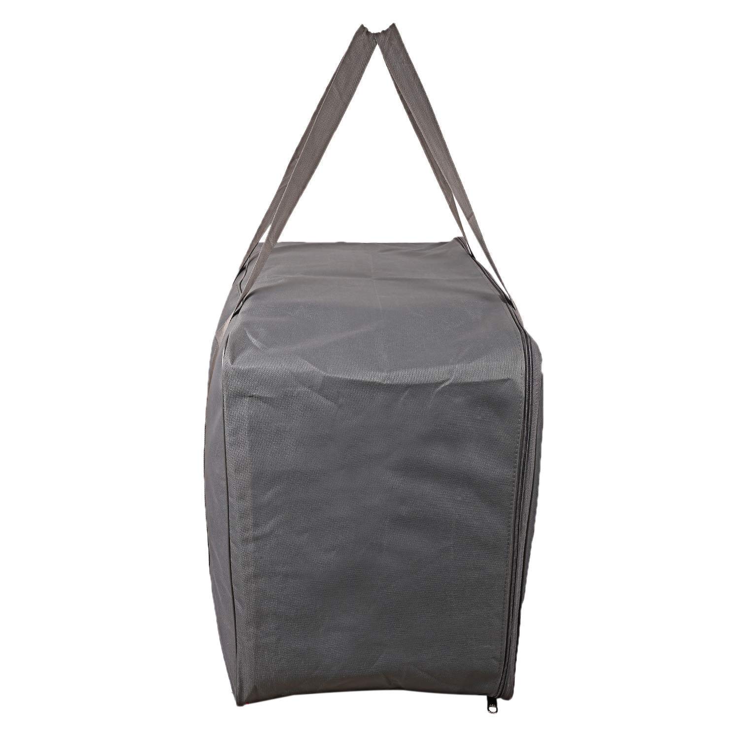 Kuber Industries Rexine Storage Bag for Clothes | Underbed Wardrobe Organizer for Blanket-Comforters | Foldable Attachi Bag with Handle - Gray - Image 3 thumbnail
