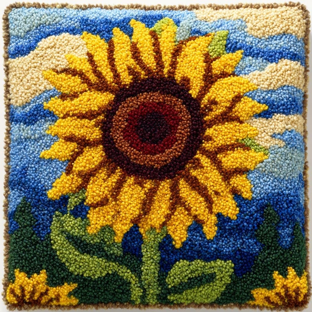 WallustrioaW Latch Hook Cushion Kits,Sunflower Flowers