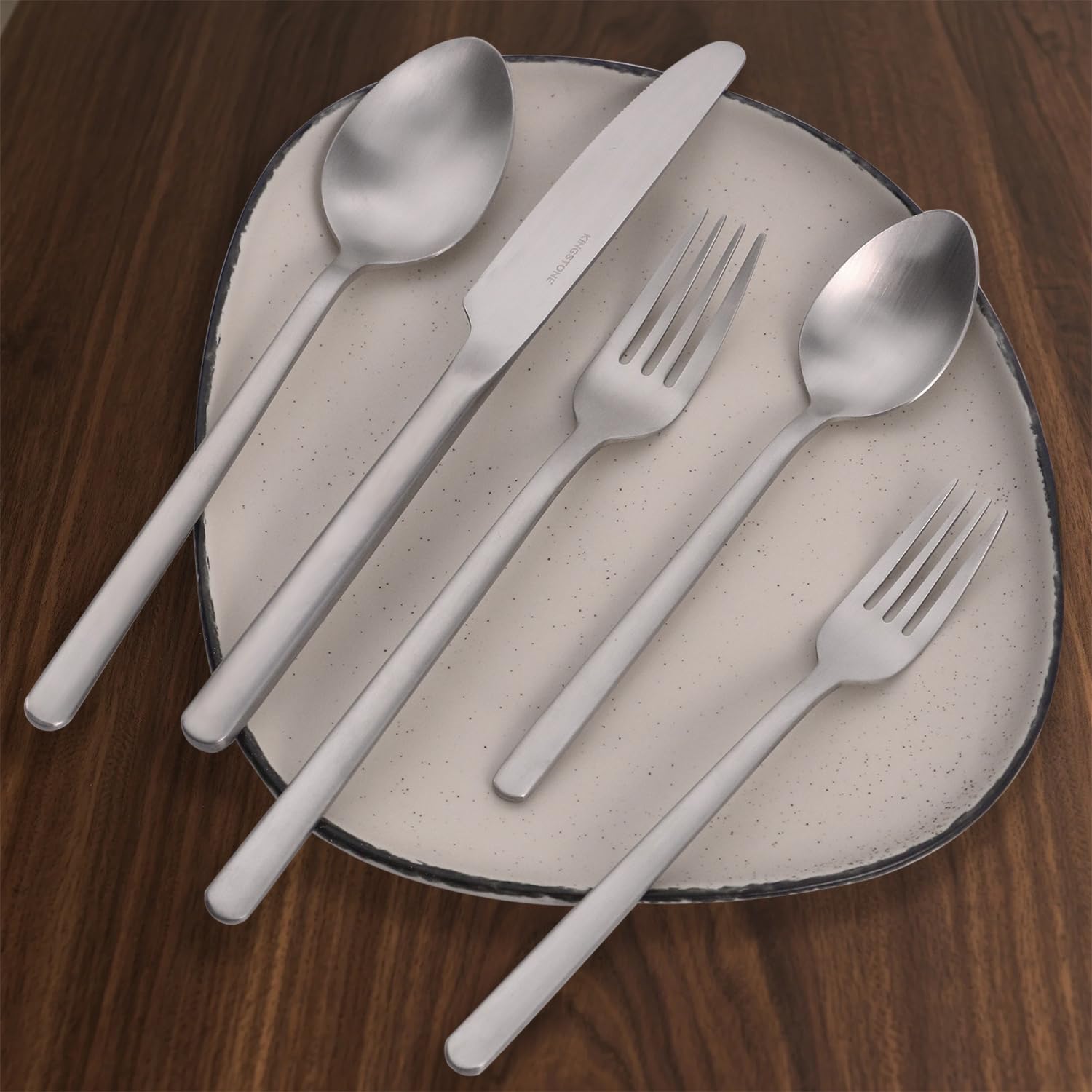 KINGSTONE Gold Silverware Set, 60 Piece Flatware Cutlery Set for 12, 18/10 Stainless Steel Silverware Mirror Polished Dishwasher Safe for Home, Restaurant, Wedding, Party(Gold, 60 pieces for 12): 20 pieces for 4 Matte Silver