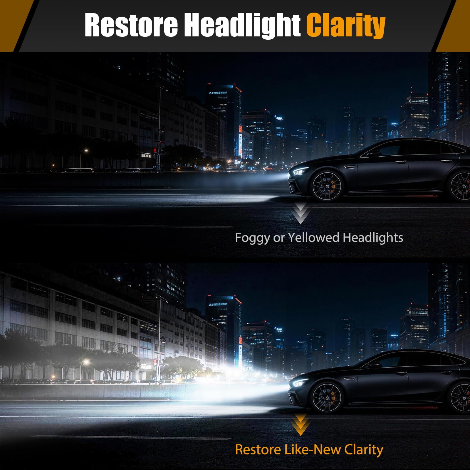 Brlipzrn Car Headlight Restoration Kit, Ceramic Headlight Restoration Kit, No Power Tools Required, Headlight Cleaner and Restorer Kit, Headlight Cleaner, Headlight Restoration Spray — view 4