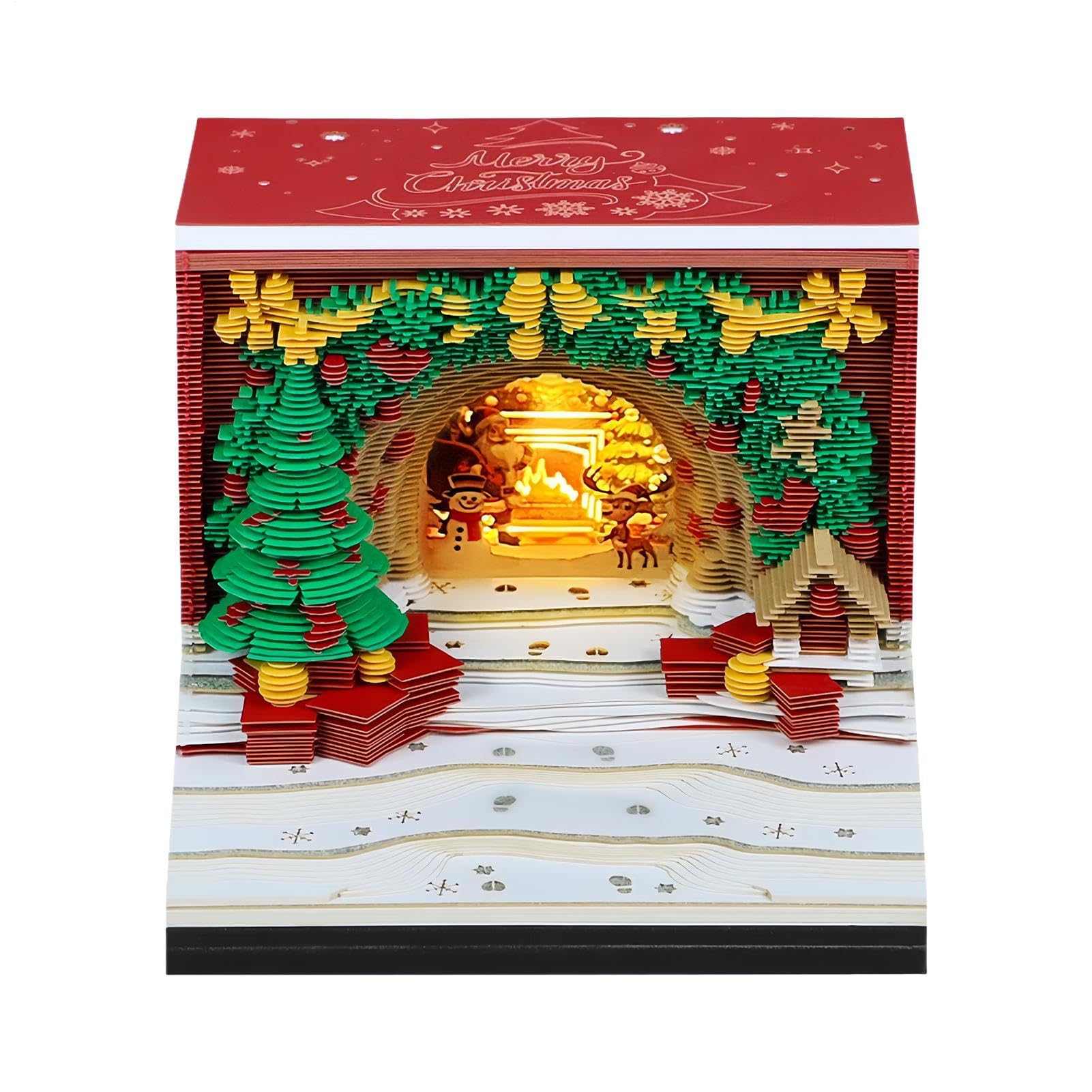 Calendario 3D 2027 Natalizio LED Strappabile Decorazione Pianificazione | Calendario Da Scrivania Organizer A Foglietti per Casa Soggiorno Camera da Uso Quotidiano Feste Compleanno Anno Nuovo