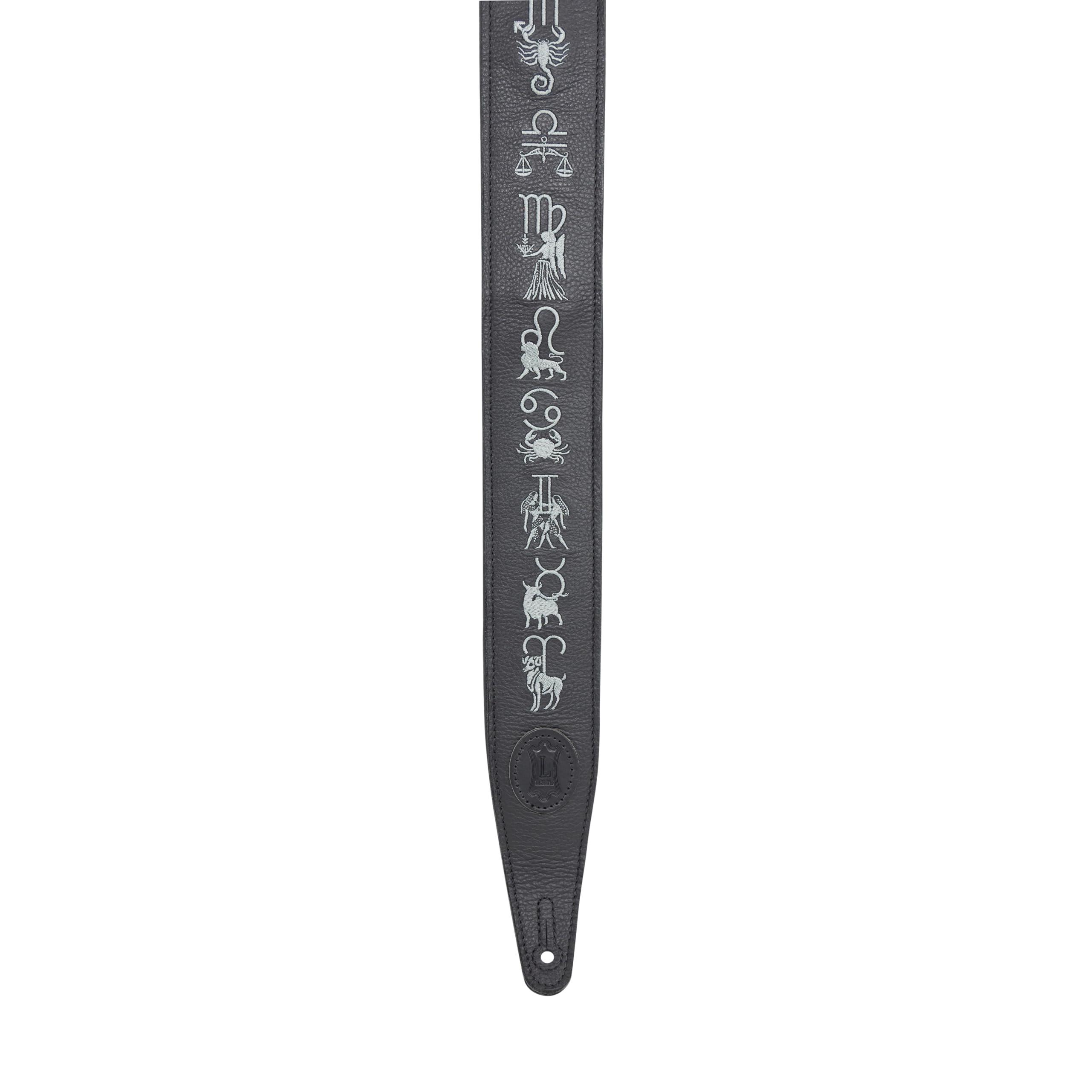 Levy's, MG317ZE-BLK Tracolla in Pelle Ricamata Zodiac Signs Black 2.5", Larghezza 2 1/2" (6.35 cm), Regolabile fino a 55" (139.7 cm), Colore Black