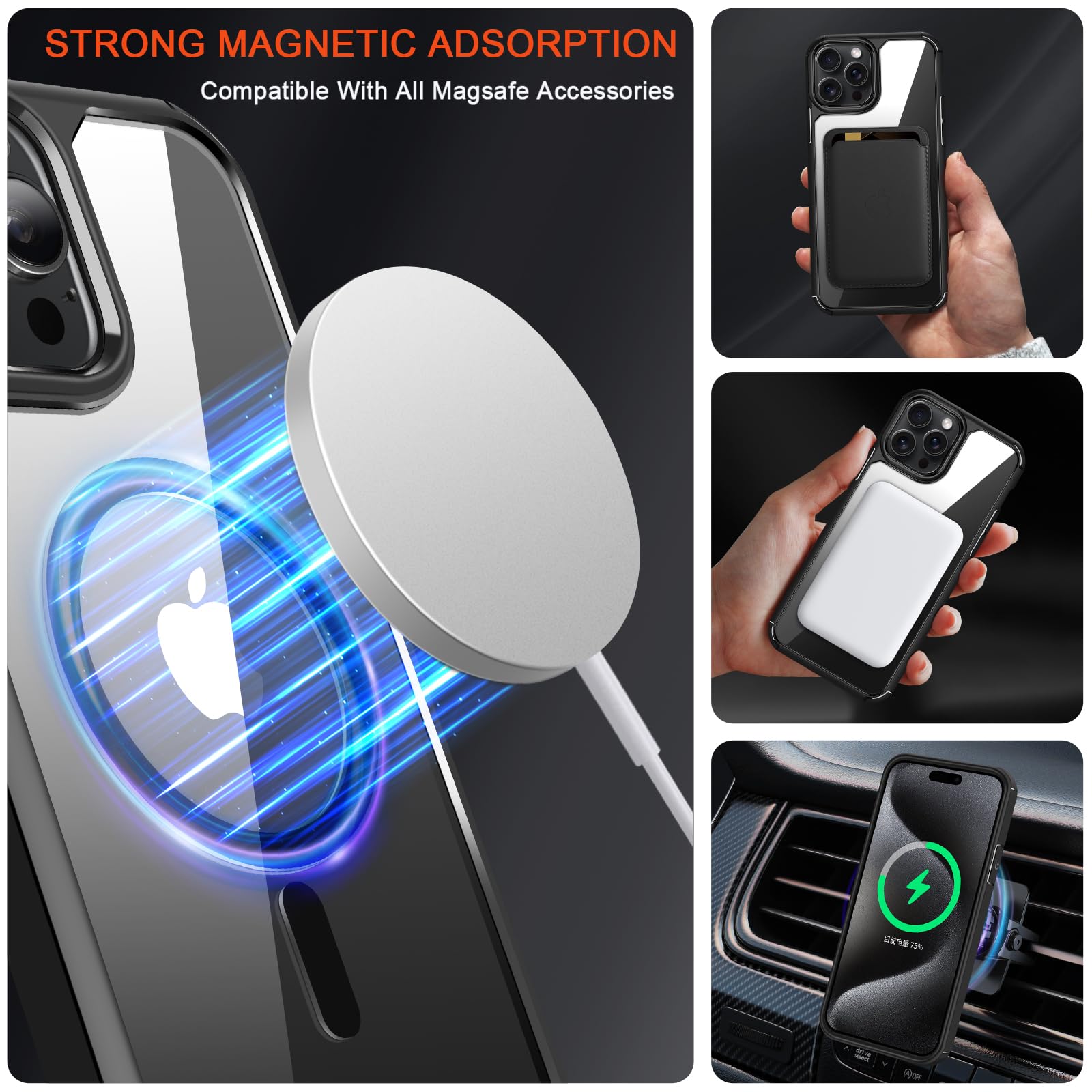 TENDLIN Custodia Magnetica Per IPhone 15 Pro Max | Trasparente Rigida PC Con Paraurti TPU Morbido, Compatibile MagSafe - 2