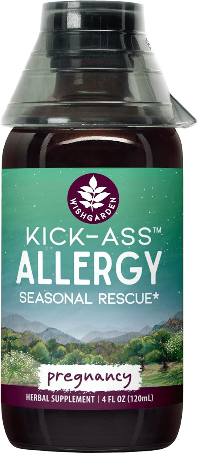 WishGarden Herbs Kick-Ass Allergy for Pregnancy – Plant-Based Herbal Allergy Supplement w/Nettle Leaf, Echinacea & Yerba Santa, Safely Supports Healthy Histamine Response to Seasonal Irritants, 4oz