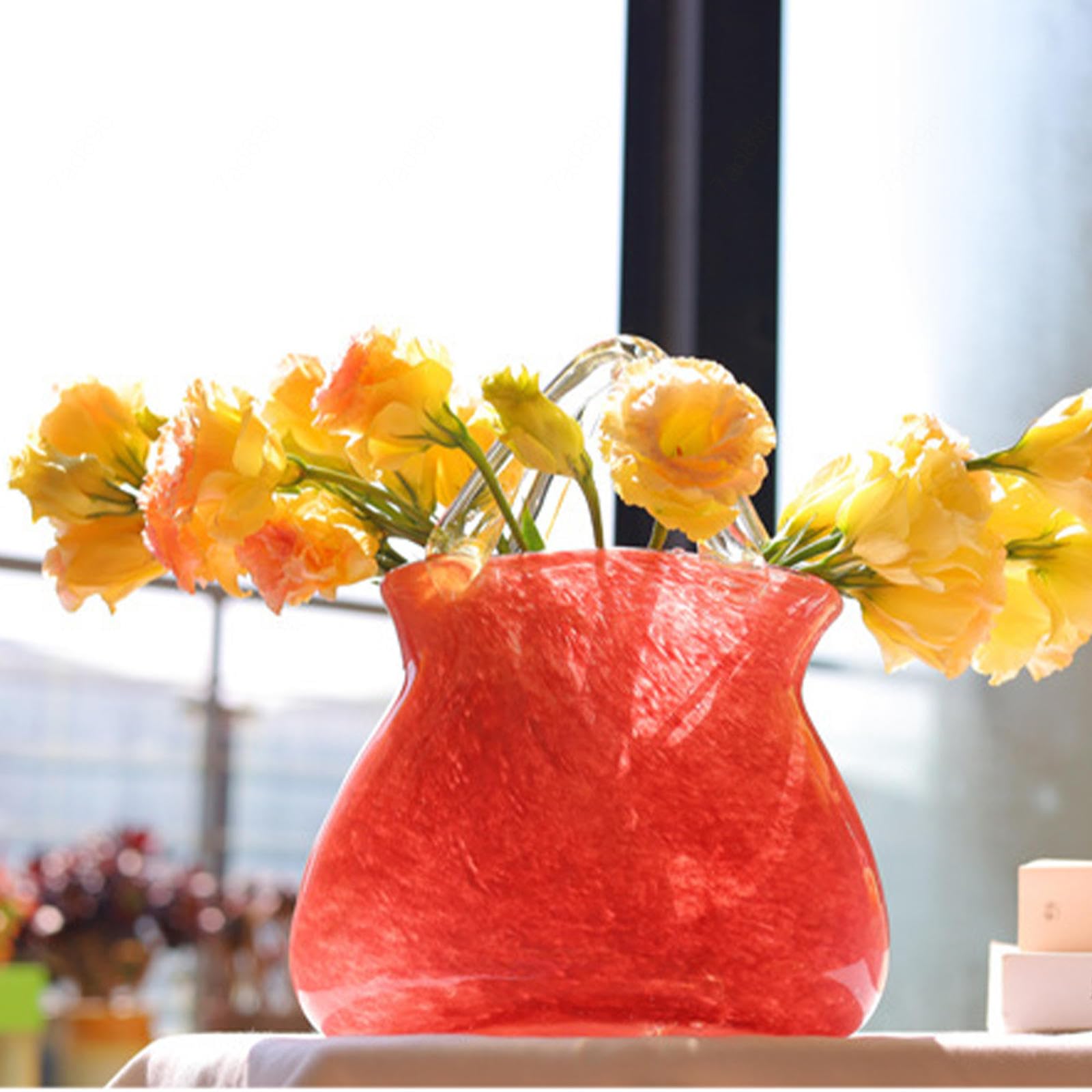Vaso Portamonete in Vetro, vasi in Vetro con Bolle d'Aria Vaso a Forma di Borsa Portamonete in Vetro, per Decorazioni domestiche, Eventi, Ufficio, Giardino, Matrimonio, Viola