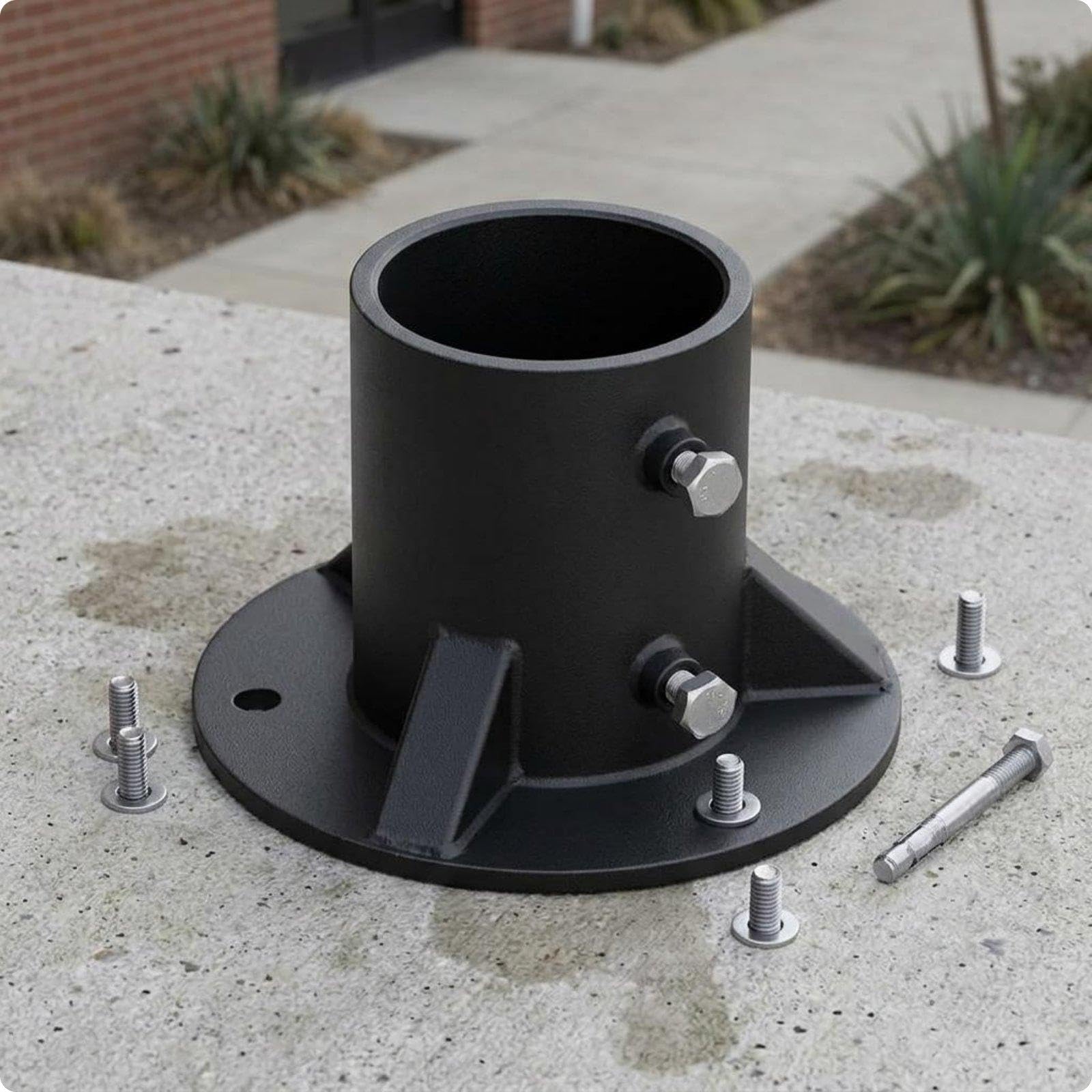 Chain Link Fence Post Floor Flange Powder Coated Fence Post Mount Flange Heavy Duty Steel Column Base for Flagpole Setup C-78mm-picture-15