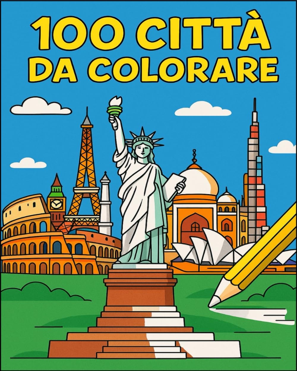 100 CITTÀ DA COLORARE: Libro da colorare educativo per bambini con Città e monumenti del mondo
