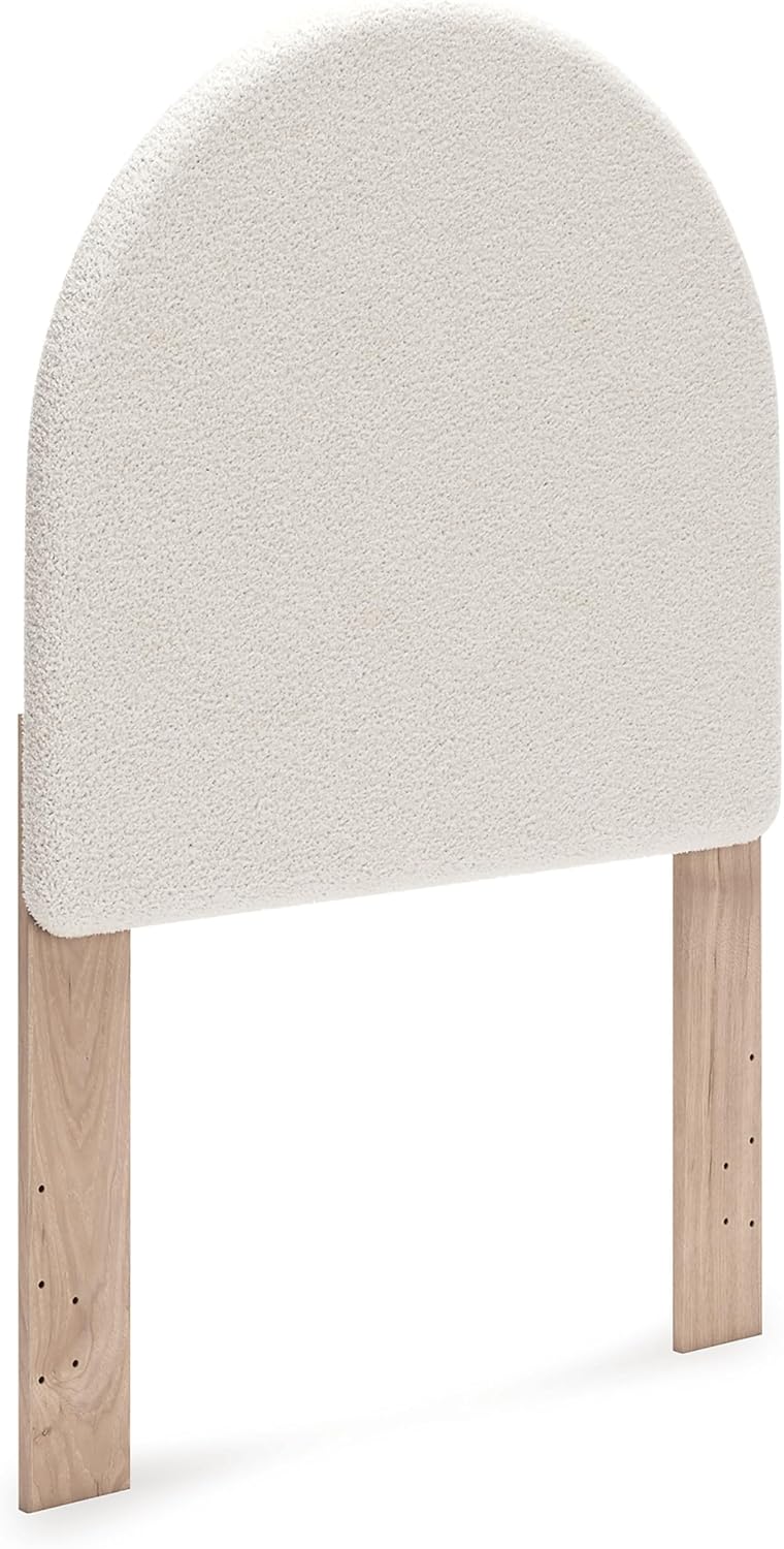 Signature Design by Ashley Birkmore Modern Upholstered Panel Headboard with Adjustable Height, Twin, White & Beige