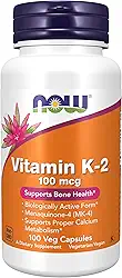 Vitamina K2 100mcg (100 Vcaps) Now Foods