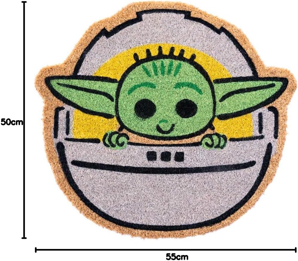 Grupo Erik, Star Wars The Mandalorian Grogu Home Entrance Doormat Made of Coconut Fibre and with a Non-Slip PVC Base, 50 x 55 cm
