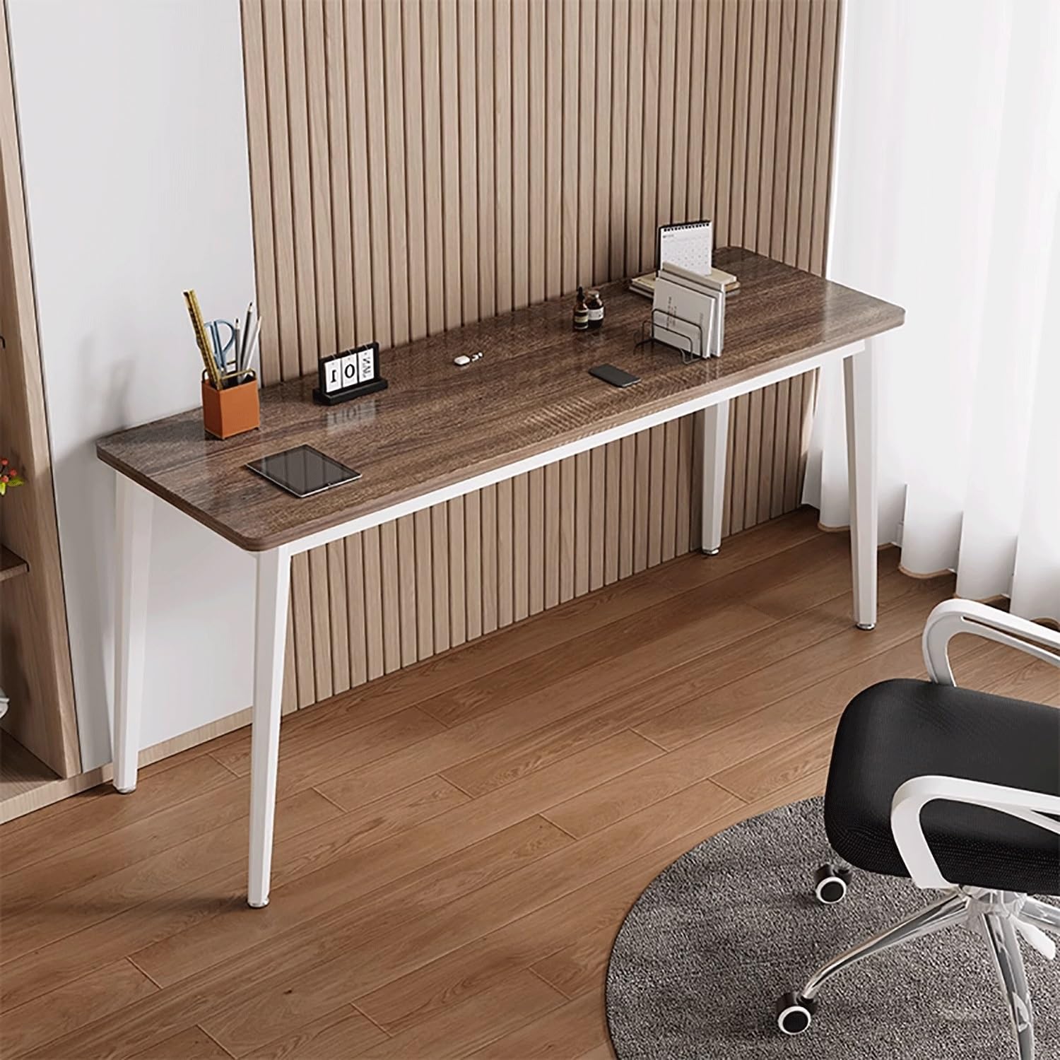 Modern Home Office Computer Desk Metal Legs Gaming Workstation Stylish 3.14x0.6m (55x24in) Desk for Bedroom Living Room and Study.