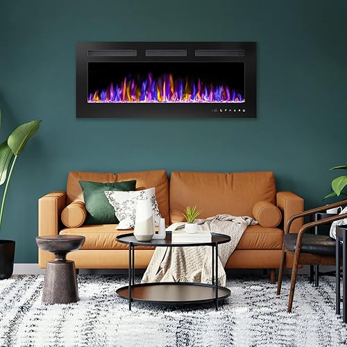 Miniatura 7 de BETELNUT Chimenea eléctrica de 40 pulgadas montada en la pared y empotrada con control remoto calentador de chimenea de pared ultrafino de 7501500 W