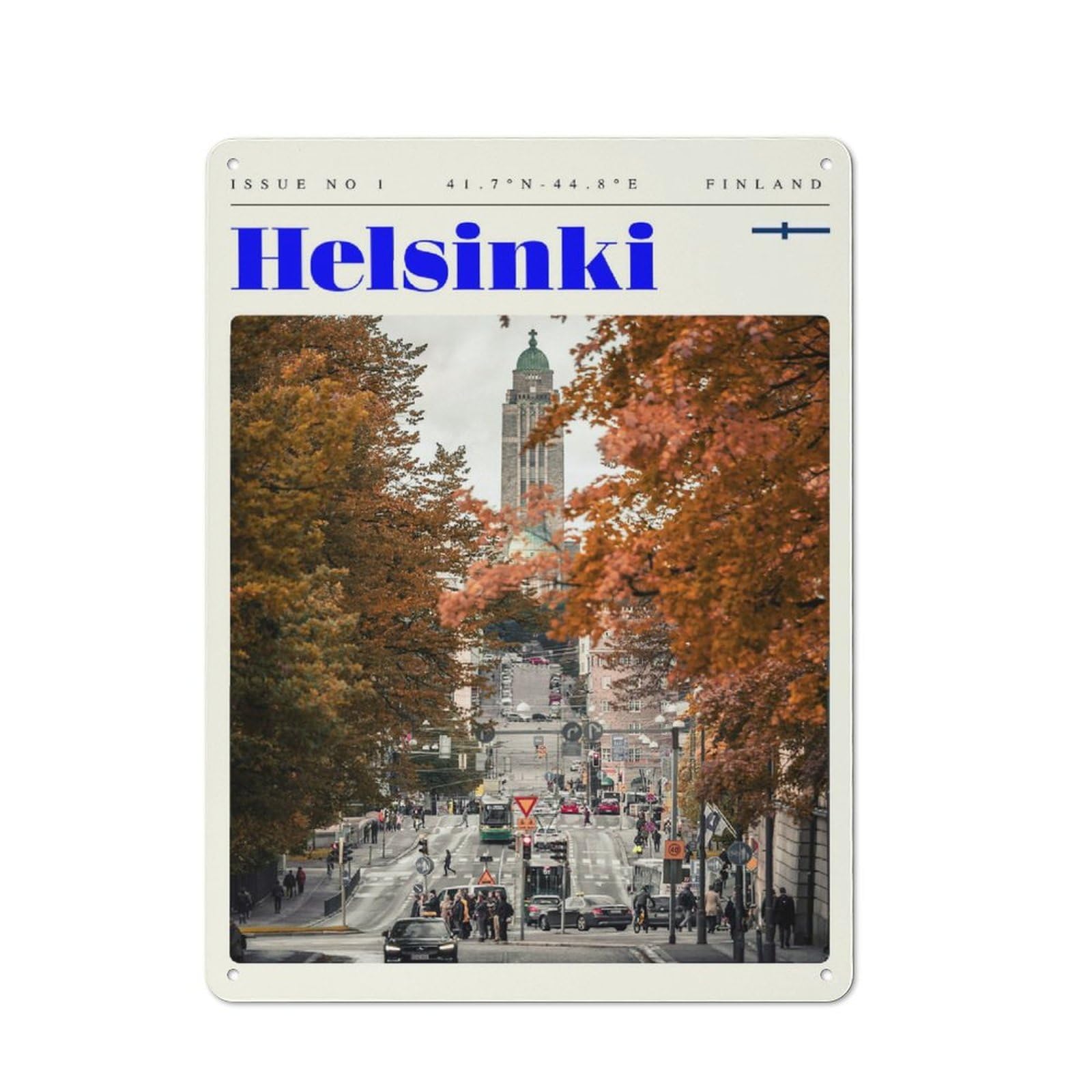 Junmoney Style-3 Modern Vintage Helsinki Finland Travel Art Office Metal Sign 40X30cm, Creative Space Decor For Hobby Room, Office, Lounge Or Living Room