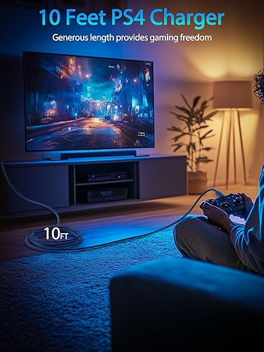 Miniatura 2 de Cable de carga para controlador PS4 de 10 pies compatible con el controlador Xbox One, cable de carga PS4 para Playstation-4, PS 4 Slim Pro,