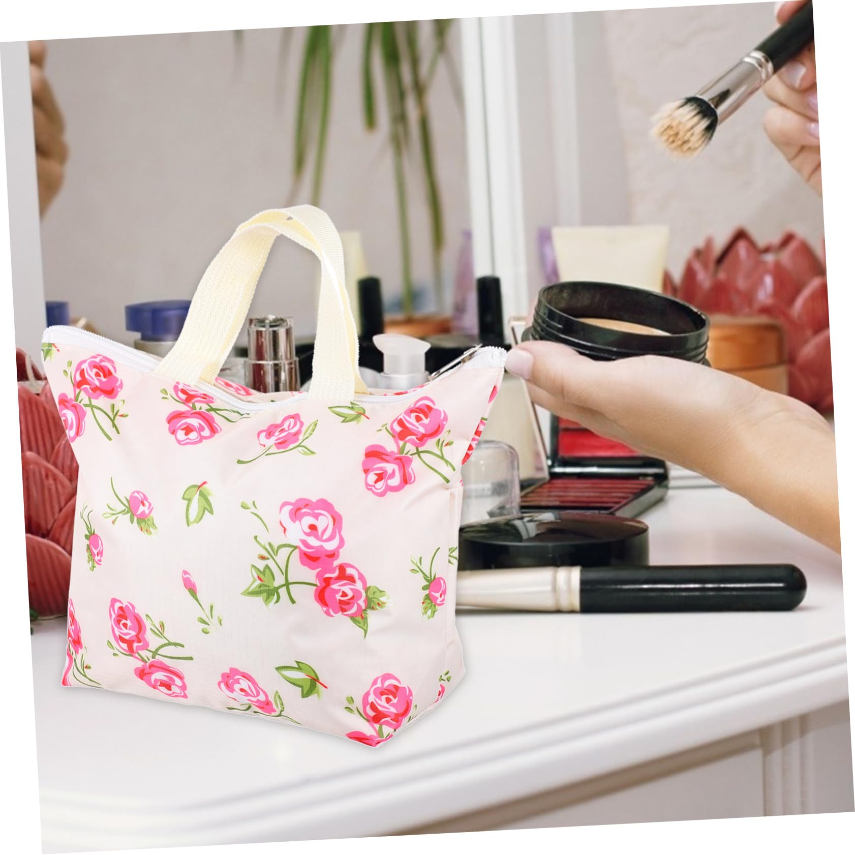 Beavorty 6piezas Bolsa De Maquillaje De Lona Floral Organizador De Cosméticos Portátil para Viajes y Uso Diario Estilo Aleatorio