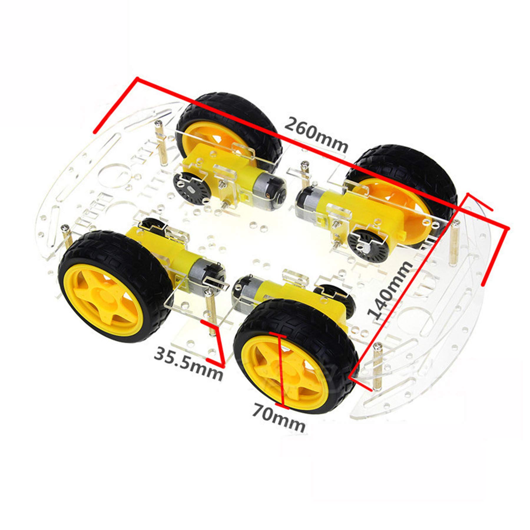 Chasis de Coche Inteligente 4WD para Arduino- con Motor de 4 Engranajes (DC 3V-6V/1:48) y Caja de batería(4wd)