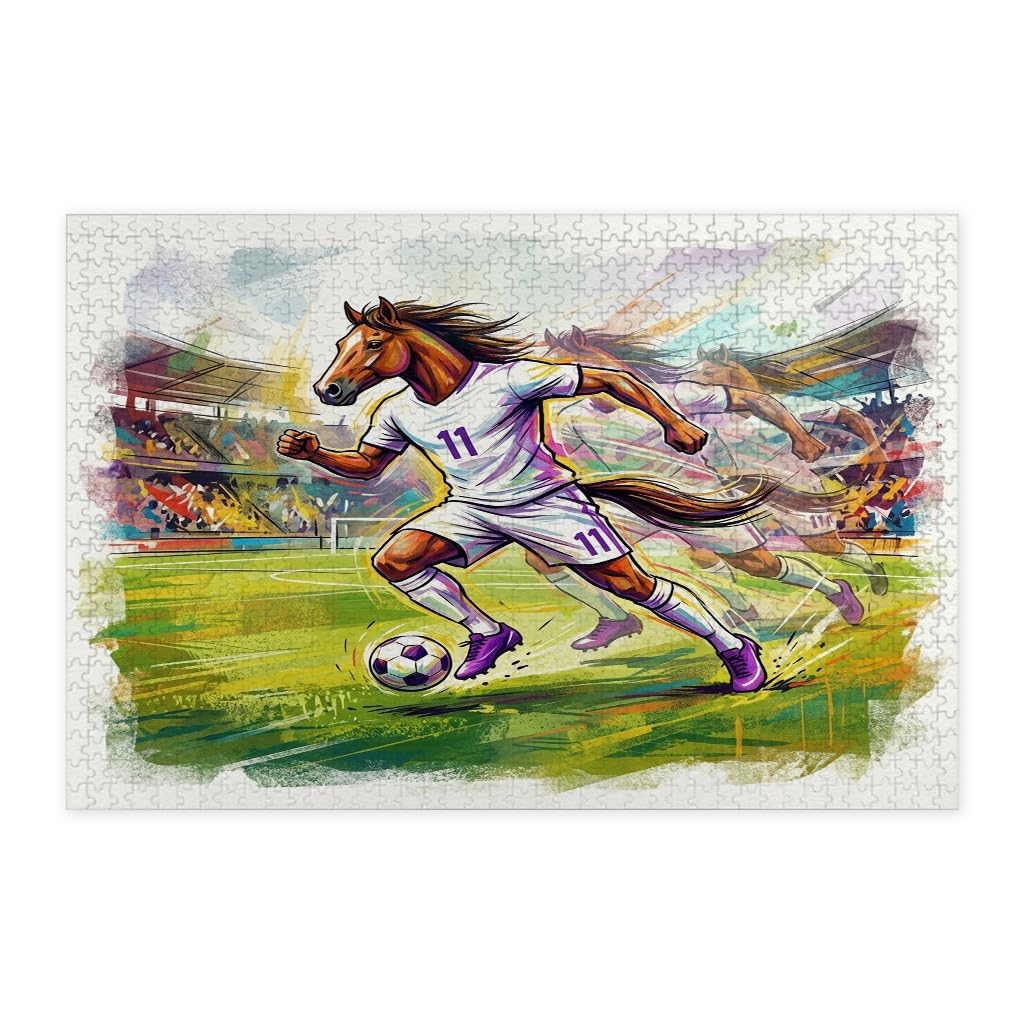 Rompecabezas de caballo de fútbol 2026 para adultos, puzzle de madera de 1000 piezas 7