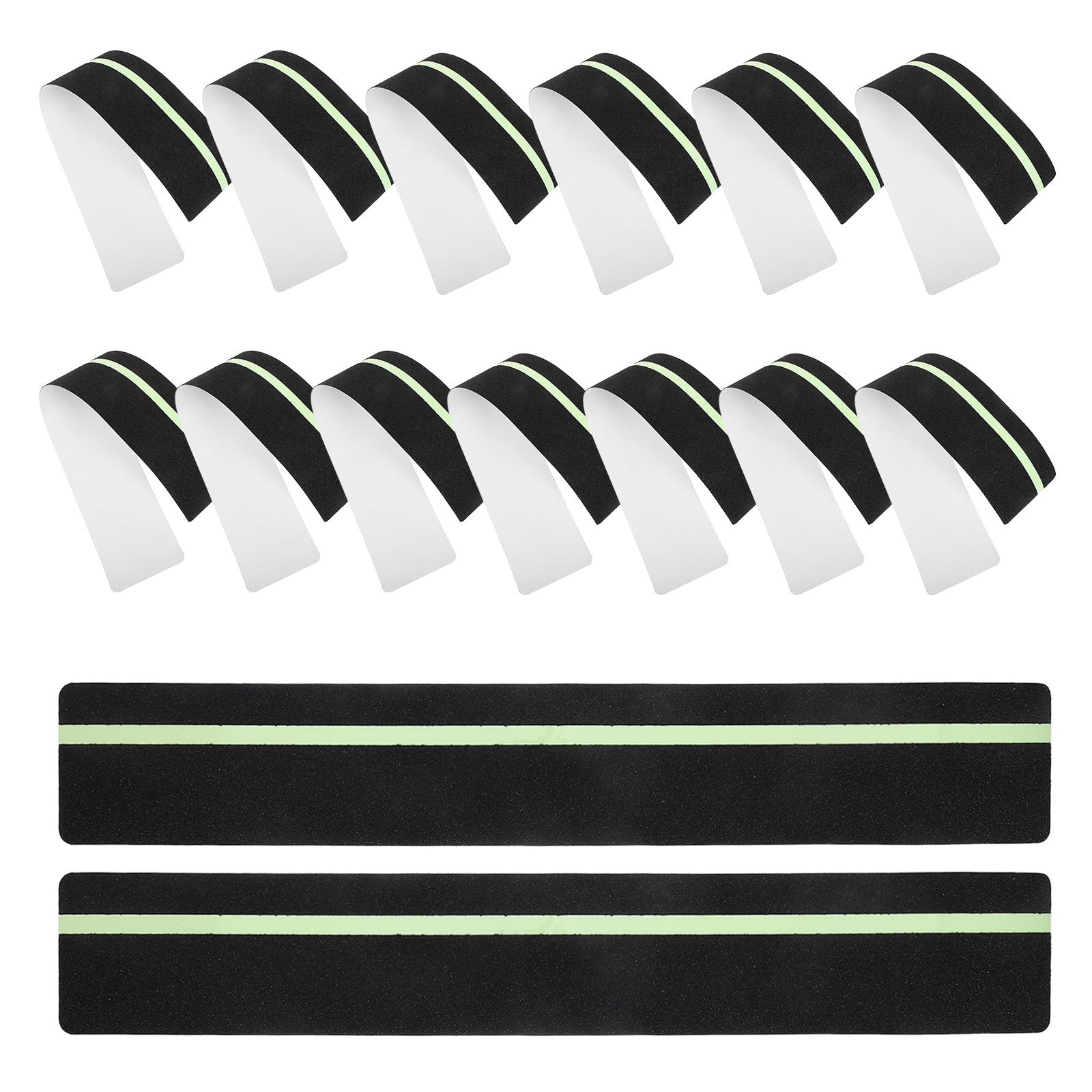 DOITOOL Cinta antideslizante de 15 piezas: Peldaños de escalera antideslizantes de 61 x 10 cm (24 x 4 pulgadas) - Grano 80 para escalones de madera en exteriores - Tiras adhesivas precortadas de alta