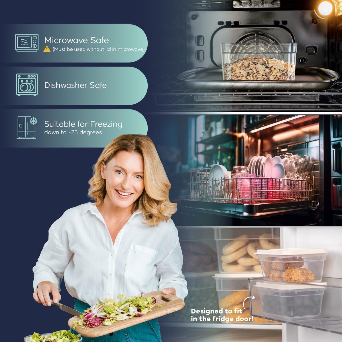Fresh Box 20-teiliges Frischhaltedosen Set – 8x600 ml, 4x1170 ml, 4x1200 ml, 4x2400 ml – BPA-frei – Stapelbar & Platzsparend – Gefrierschrank Organizer & Kühlschrank Aufbewahrung