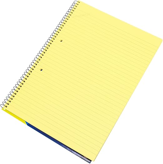 [Pack of 5] Spiral Memory Aid A4 Yellow 160 Page Paper Notepad Legal