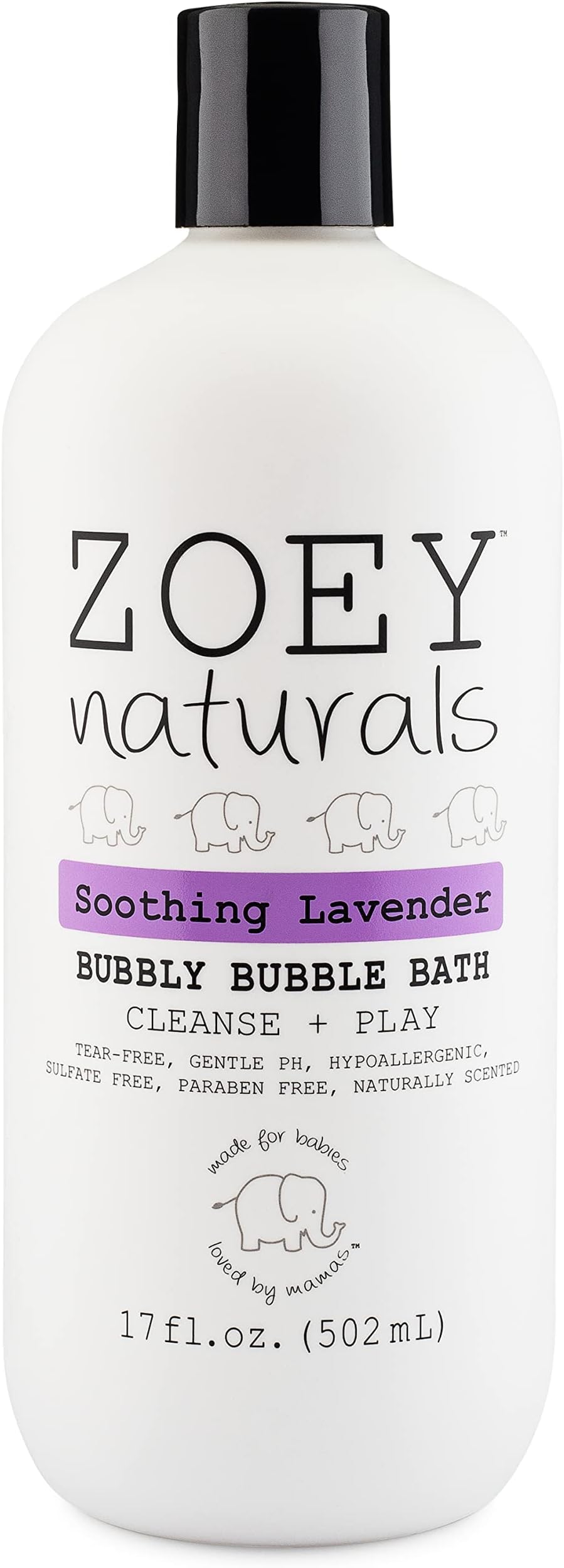 - Zoey Naturals - Soothing Lavender Bubble Bath for Kids & Babies, Tear-Free Moisturizing Toddler Soap with Aloe & Avocado Oil for Calm Experience - Made in USA, 17 oz