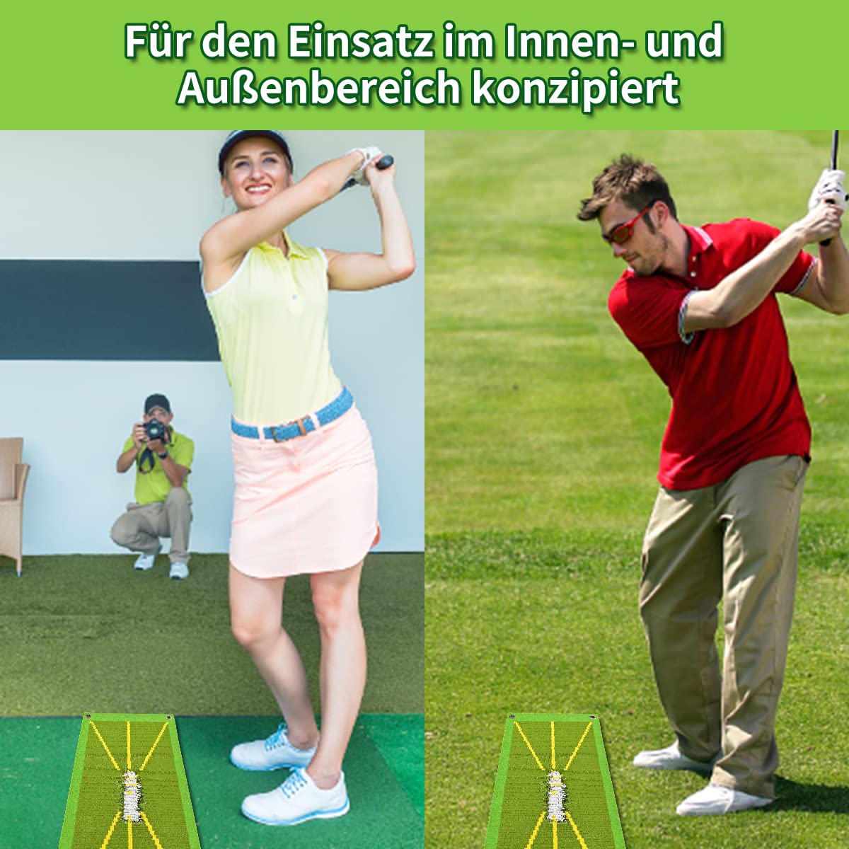 Maxee Golf Trainingshilfen Mat, Golf-Trainingsmatte zur Schlagerkennung für Swing Detection Batting, Schwungweganalyse & richtige Schlägerhaltung, Golf-Übungsmatte für Indoor Outdoor, 25 * 50cm
