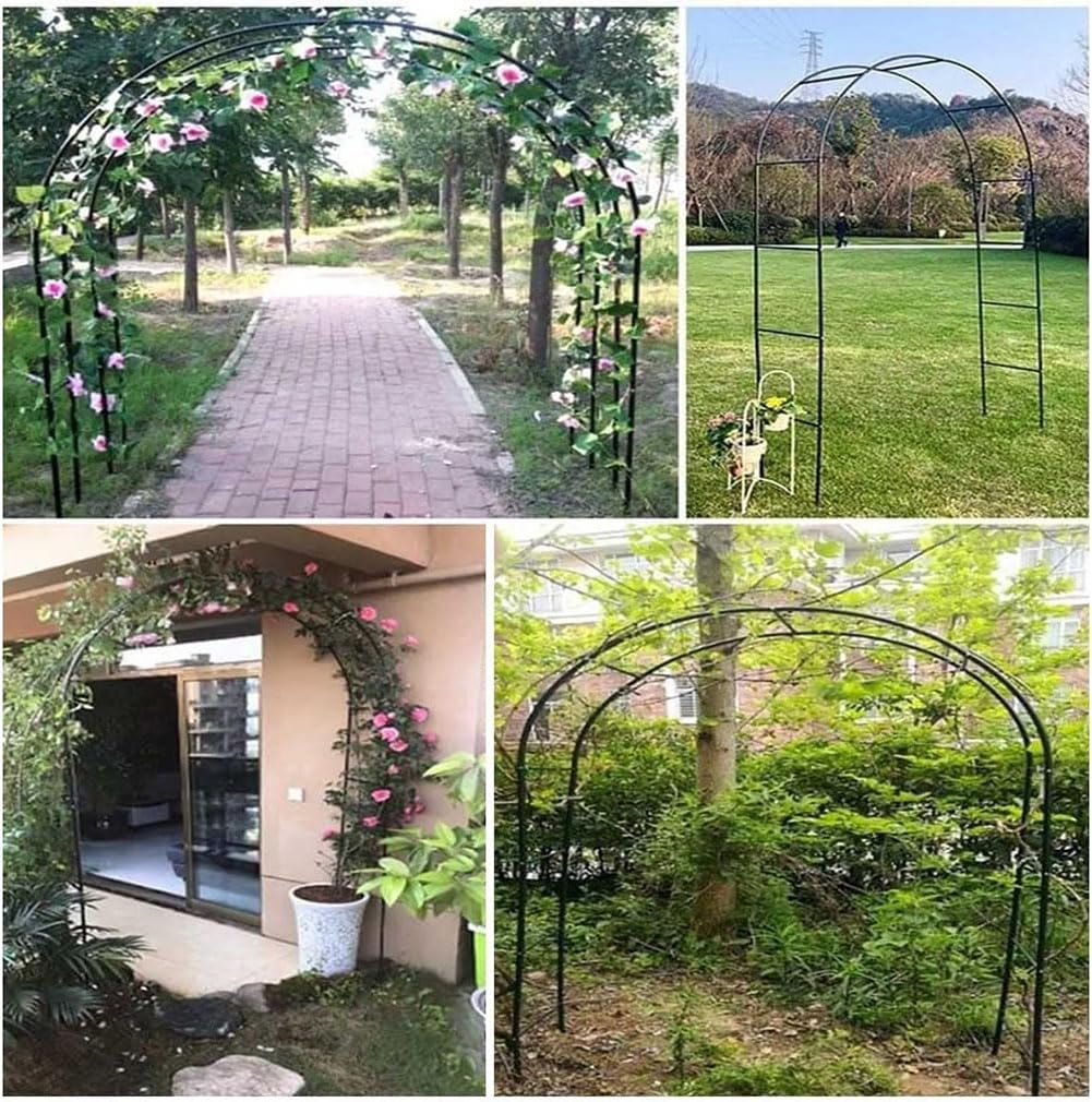 Czarna stalowa altanka ogrodowa łuk ślubny metalowa altanka Pergola rama rurowa krata brama do pnącza róże winorośli 180Cm 140Cm 240Cm szerokości,Black,W3.5M*H2.2M
