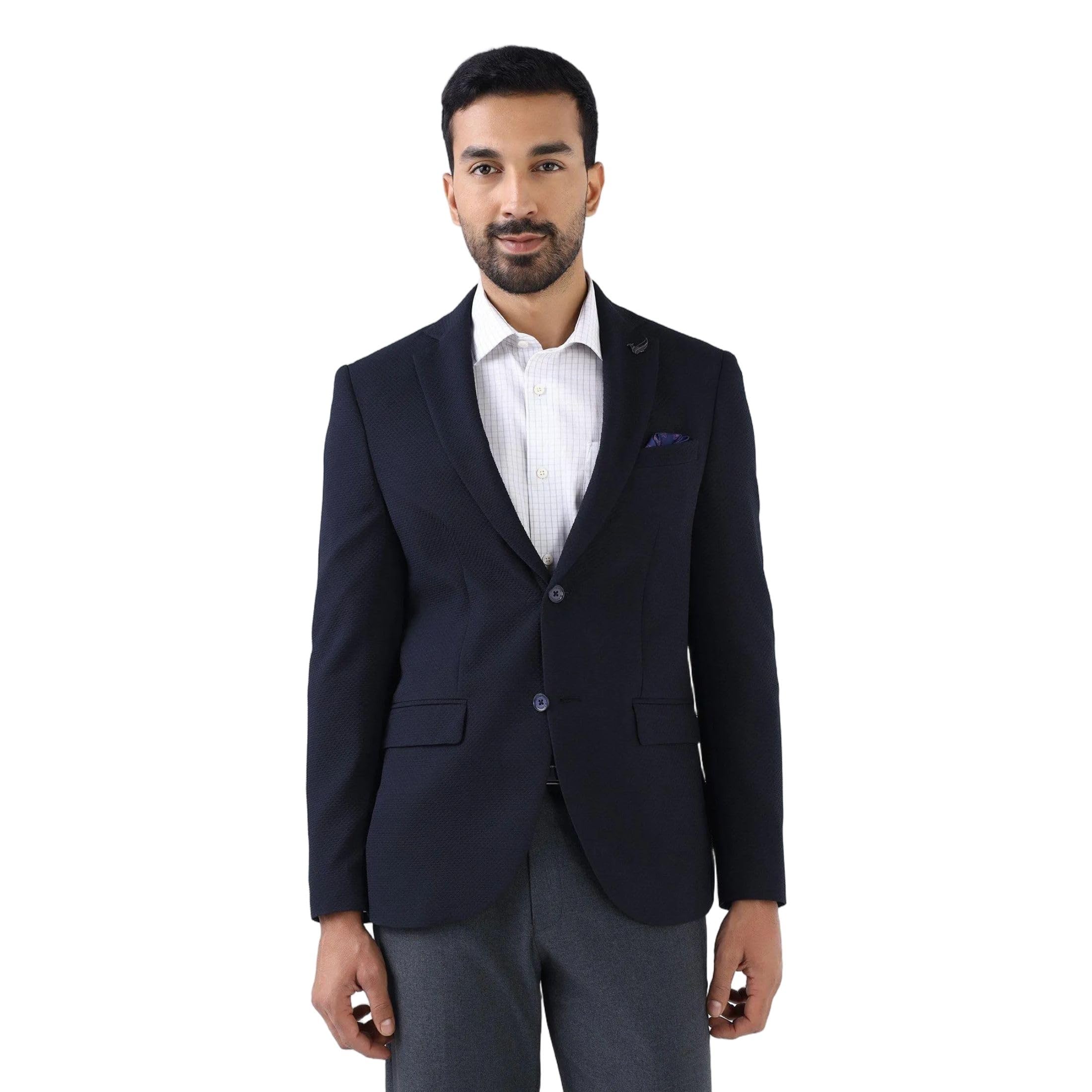 blackberrys Men's Navy Poly-Blend Textured Slim Comfort Blazers-picture-16