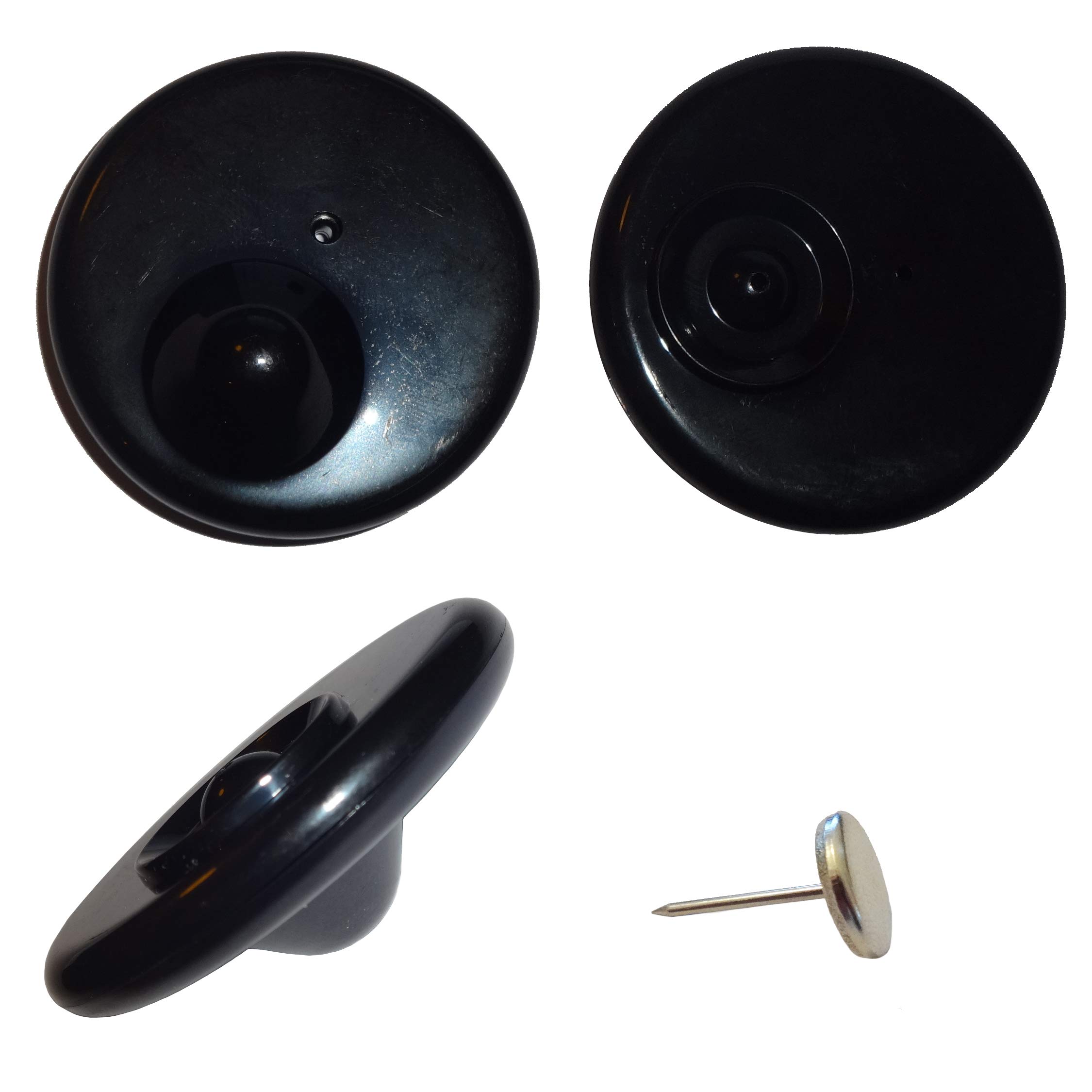 O&W Security Sicherungsetiketten Hartetiketten 250 Stück – 8,2 MHz R50 Light schwarz, mit Nadel/Pin, kompatibel mit gängigen 8,2-MHz Warensicherungssystemen, Artikelsicherung Einzelhandel