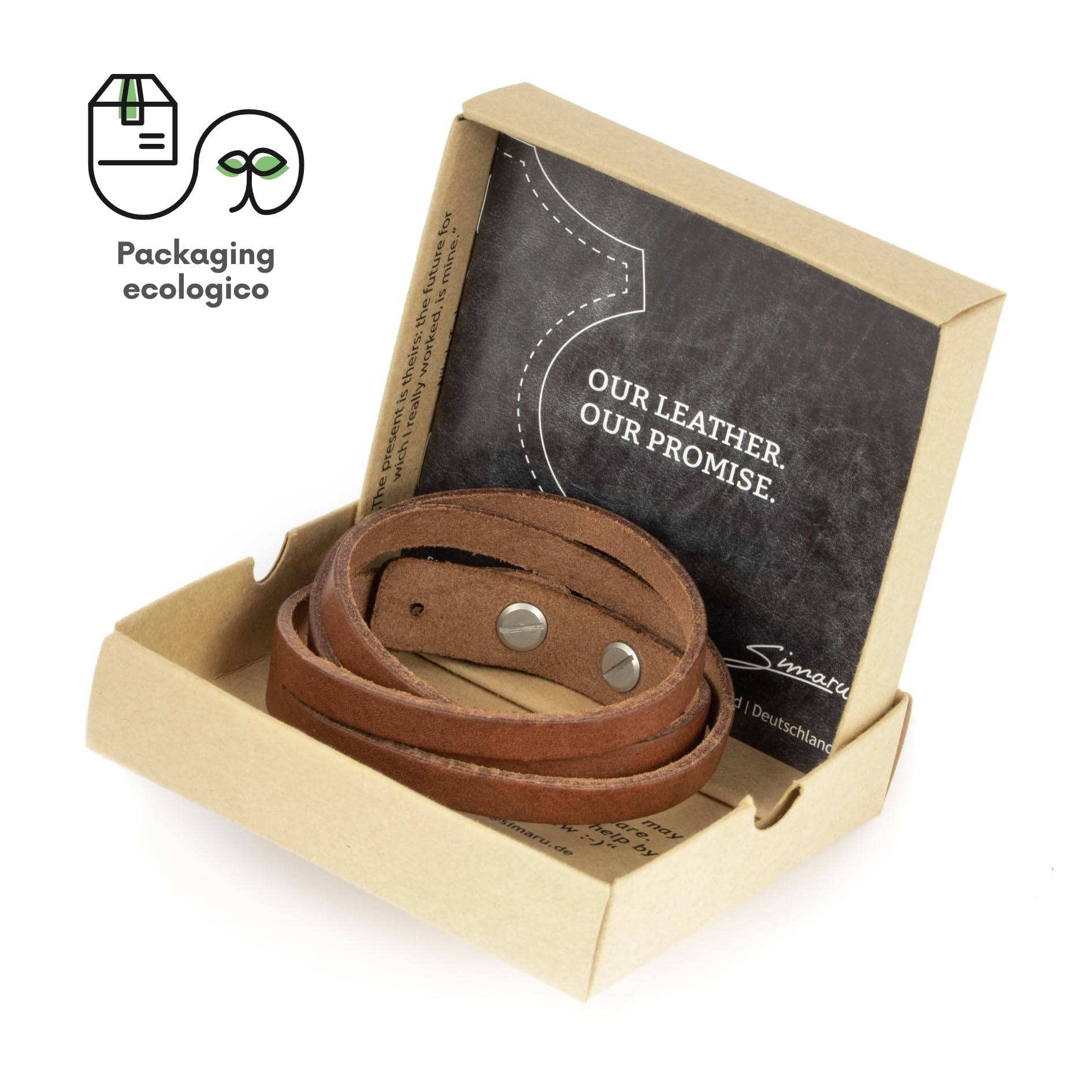 Simaru Bracciale in Vera Pelle Italiana – Bracciale da Uomo Regolabile con Chiusura in Ottone – Solo Pelle Toscana di Alta Qualità Conciata al Vegetale – Ottima idea Regalo - by