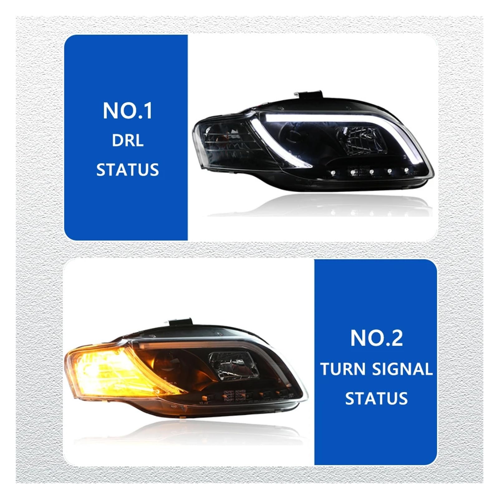 Pasuje do A4 B7 05-08 pełna dioda LED DRL reflektor samochodowy montaż sygnału akcesoria samochodowe zmodyfikowana lampa stylizacja reflektory LED(Low led high halogen)