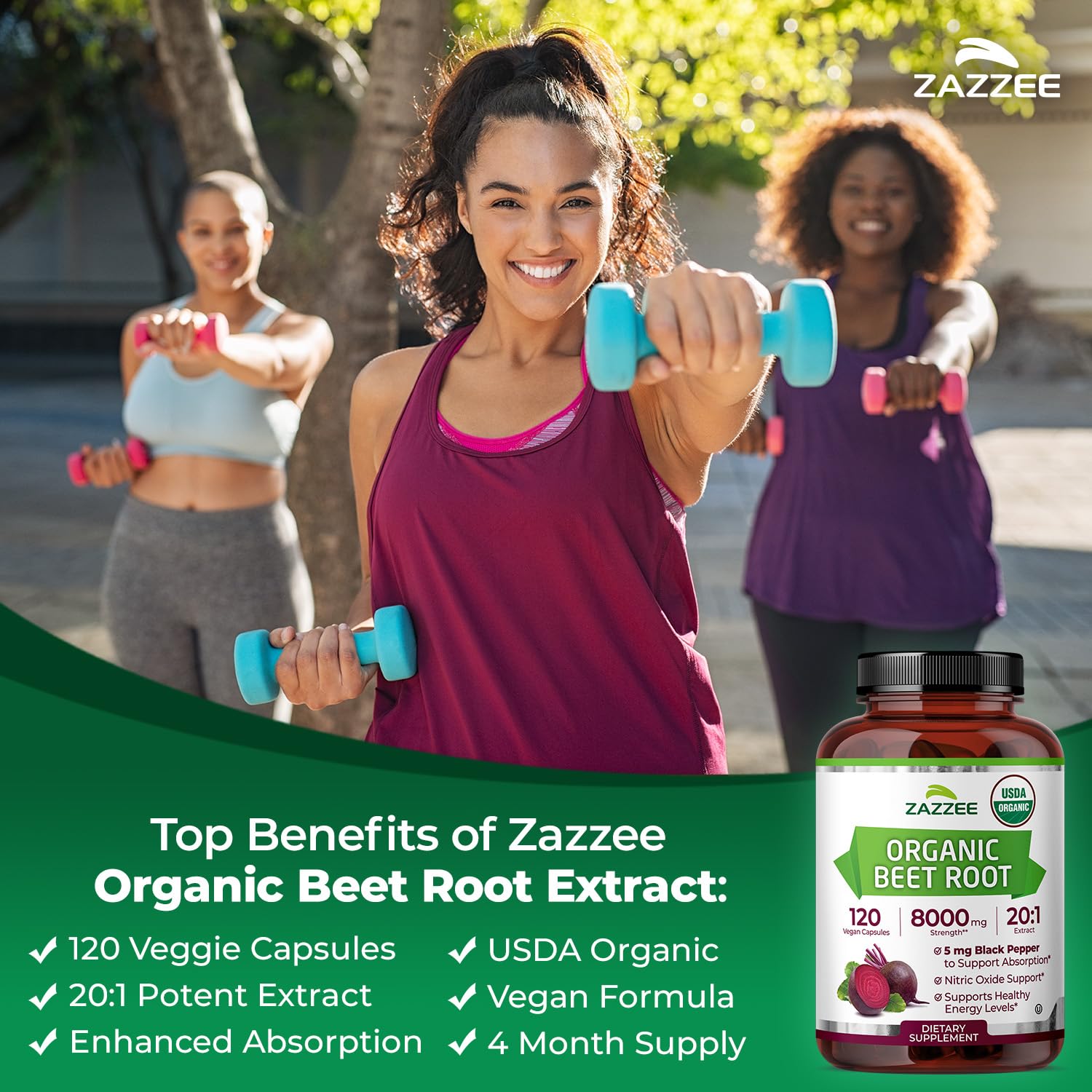 Zazzee USDA Organic Beet Root 20:1 Extract, 120 Quick Release Capsules — Amazon image 4