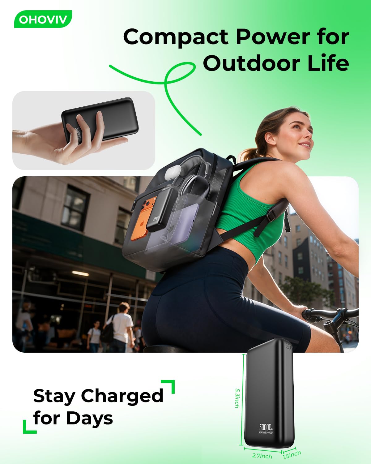 Amazon.com: OHOVIV Portable Charger 50000mAh Power Bank - 22.5W Fast  Charging External Battery Pack,USB-C Portable Phone Charger for iPhone  17/16/15/14/13 Pro Android Samsung, for Travel Camping Essential : Cell  Phones & Accessories