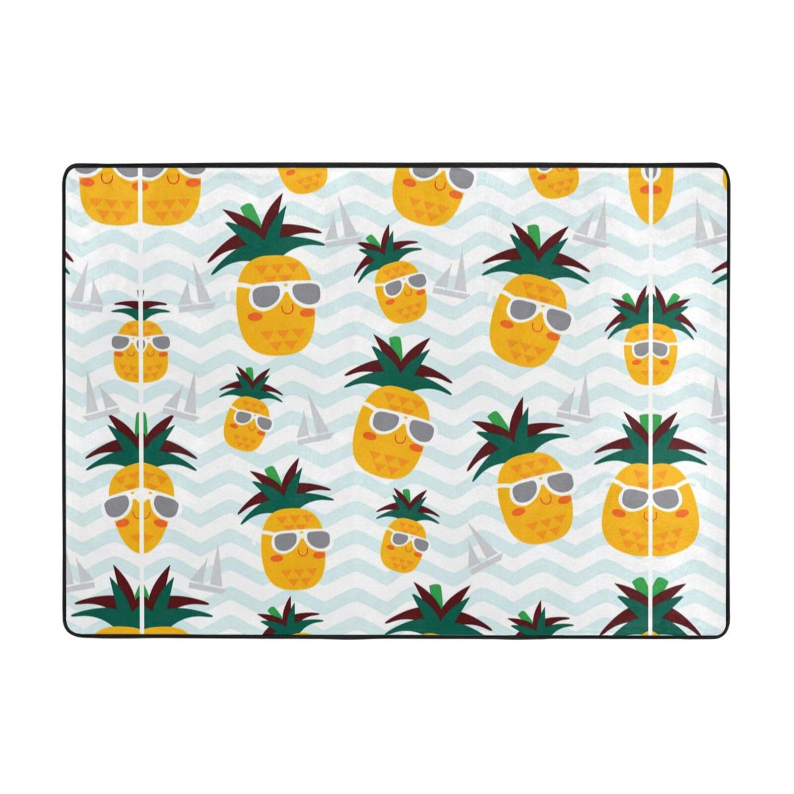 Tapis imprimé ananas doux et inaltérable pour intérieur