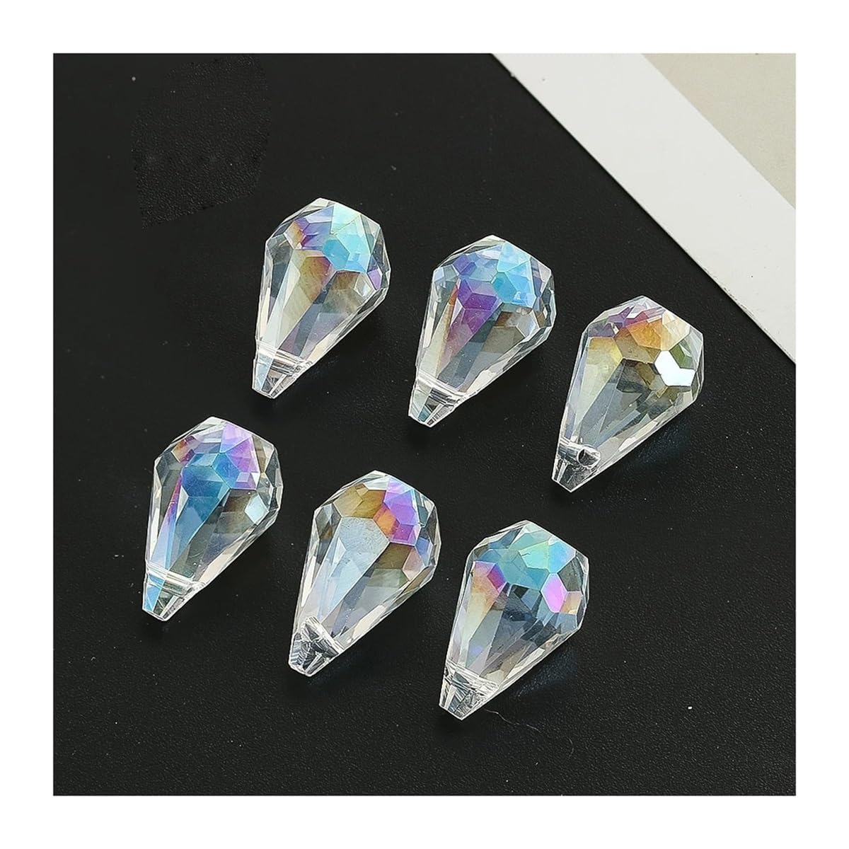 Crystal Chandelier Prism, Sun Catcher, 6pcs Clear Glass Crystal Beads Teardrop Loose Spacer For Accessories