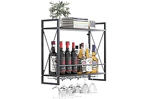 Dosker Wall-Mounted Bar Table 2 Tier Industrial Wine Shelf