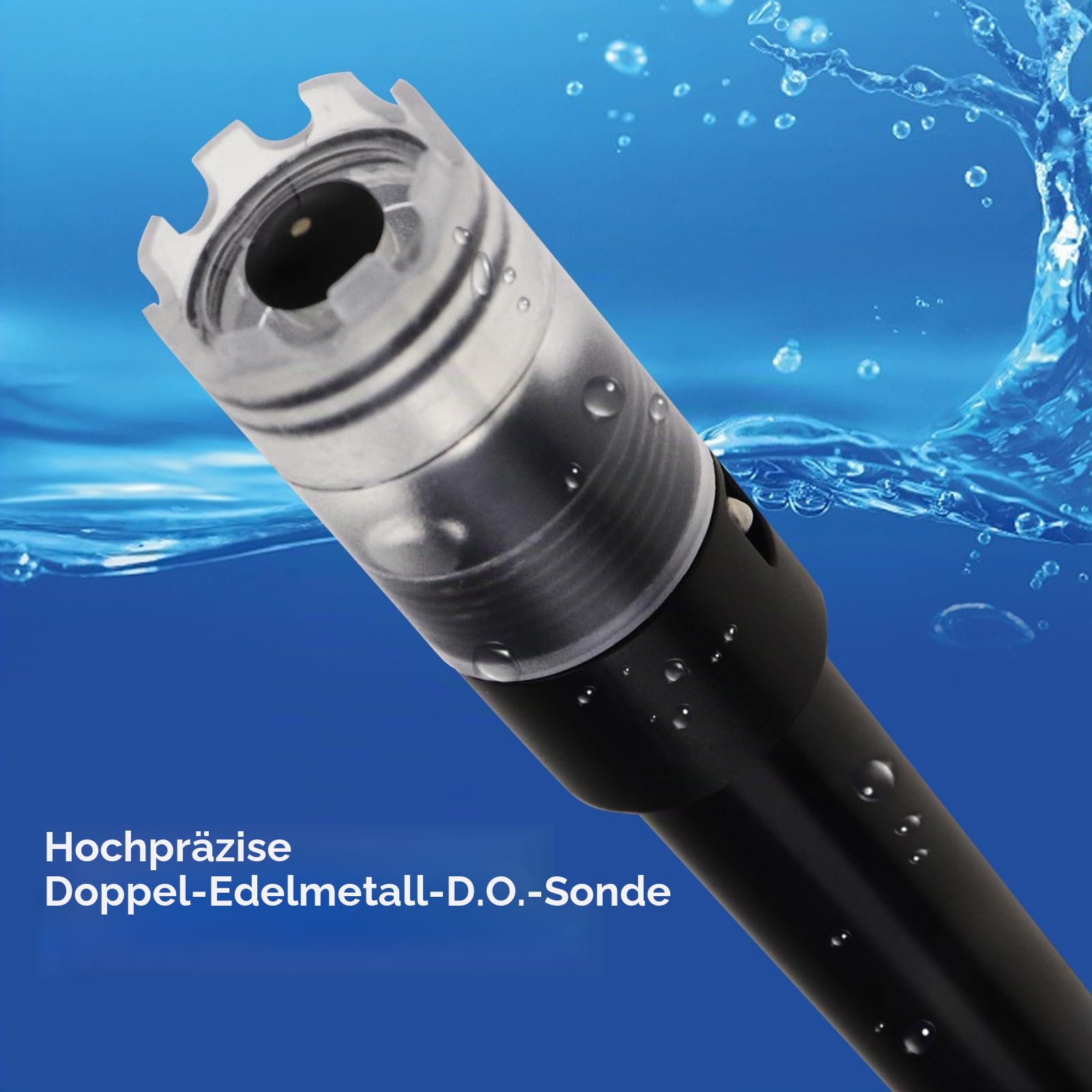 Digitales, wiederaufladbares Messgerät für gelösten Sauerstoff | Präziser DO-Tester mit selbstschwimmender Sonde, langem Kabel, LCD und umweltfreundlicher Batterie | Ideal für Fischtanks, Hydrokulture