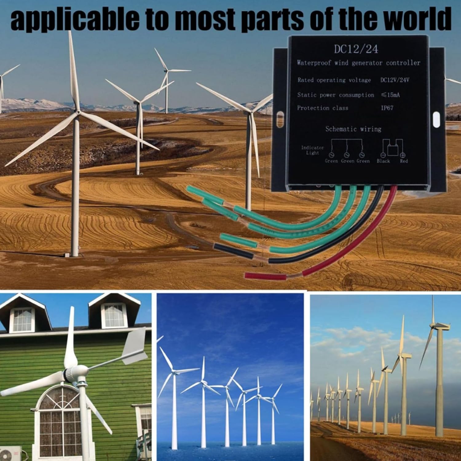 1200W-5000W Wind Turbine Charge Controller 12V 24V AUTO 48V Water Proof Wind Charge Regulator for 1200W-5000W for Wind Turbine System