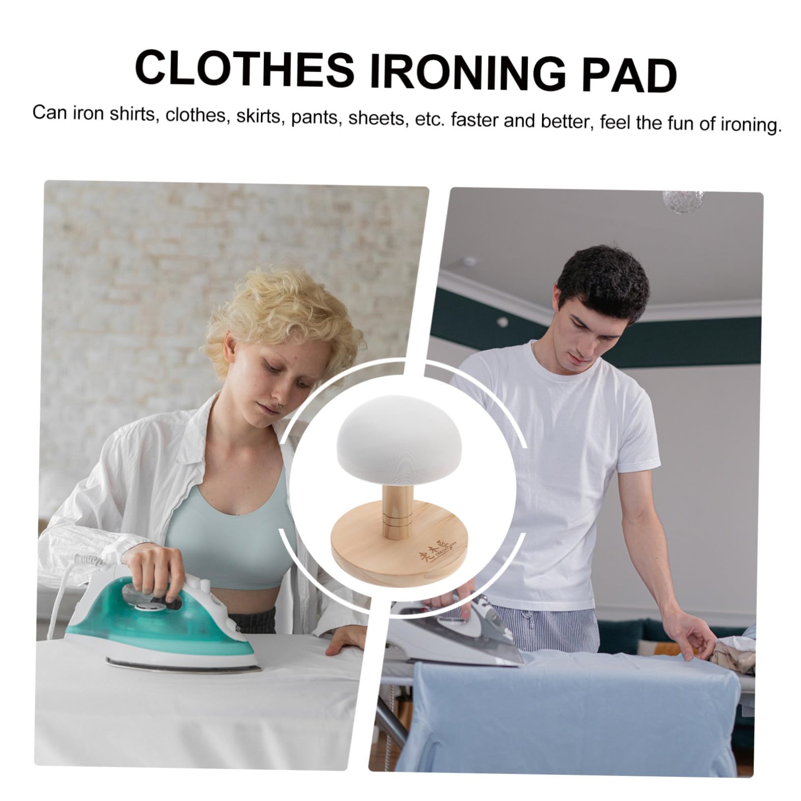 TOYANDONA Tavola da Stiro in Legno Supporto Stabile e Piastra Calda Stabile per Camicie e Collo, per Lavanderia in Appartamento, Colore Casuale