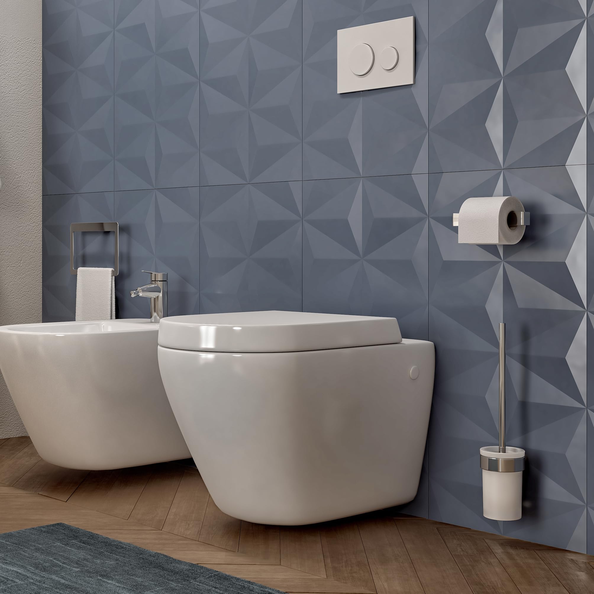 Gedy PIRENEI Bathroom Towel Rail, Towel Rail Wall, 60 x 6.6 x 2.6, Chrome, Brass, 60 cm - Image 2